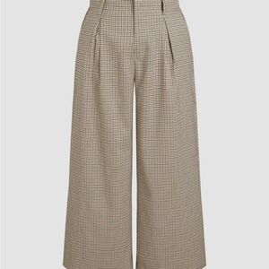 Cider Houndstooth Blue and Brown Wide-Leg Pants